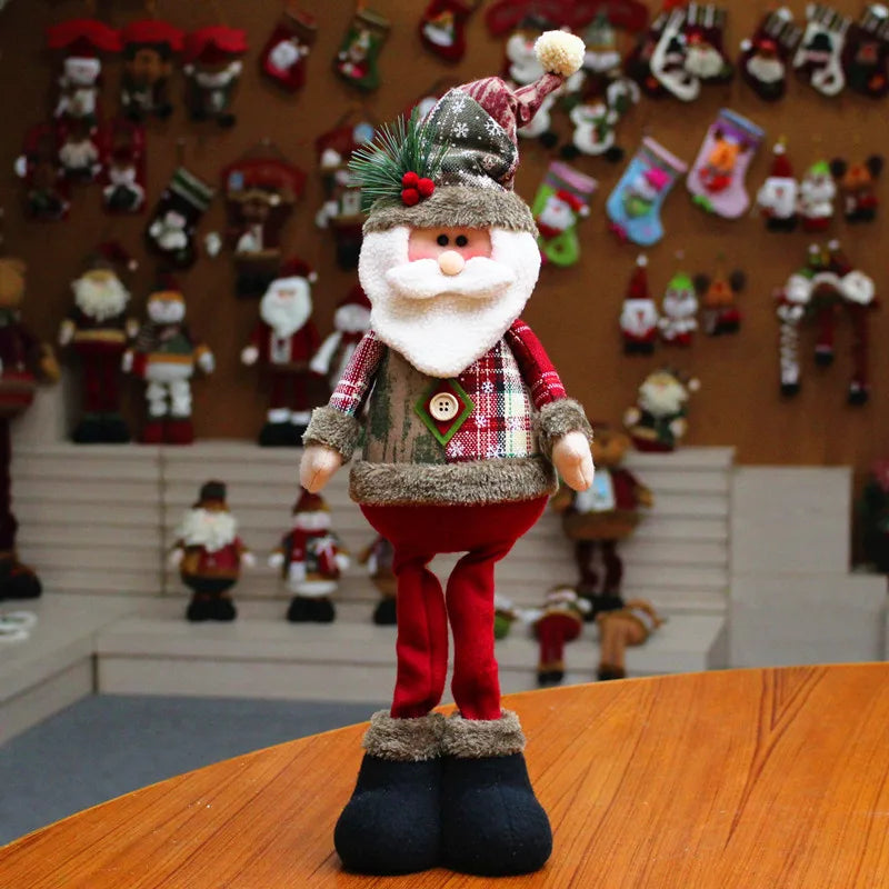 Cheerful Christmas Dolls Set - Reindeer, Snowman, and Santa Claus Standing Dolls