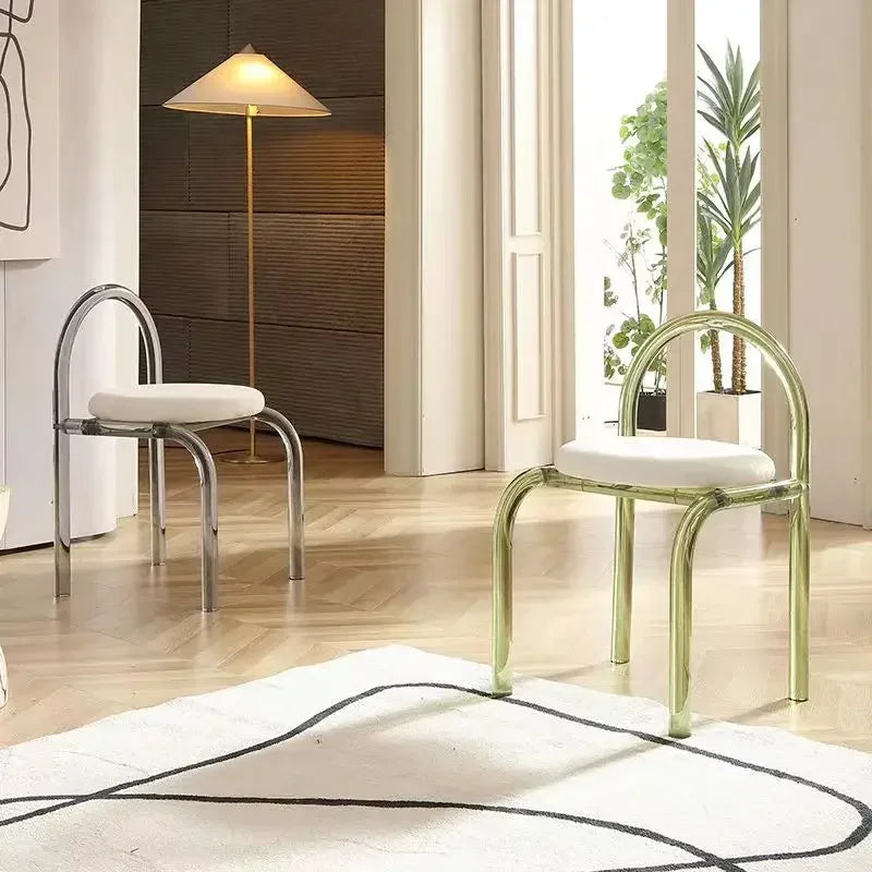 Six Colors Crystal Makeup Chair Modern Acrylic Furniture Unique Relax Lounge Dining Chair Clear Meubles De Salon Household Items