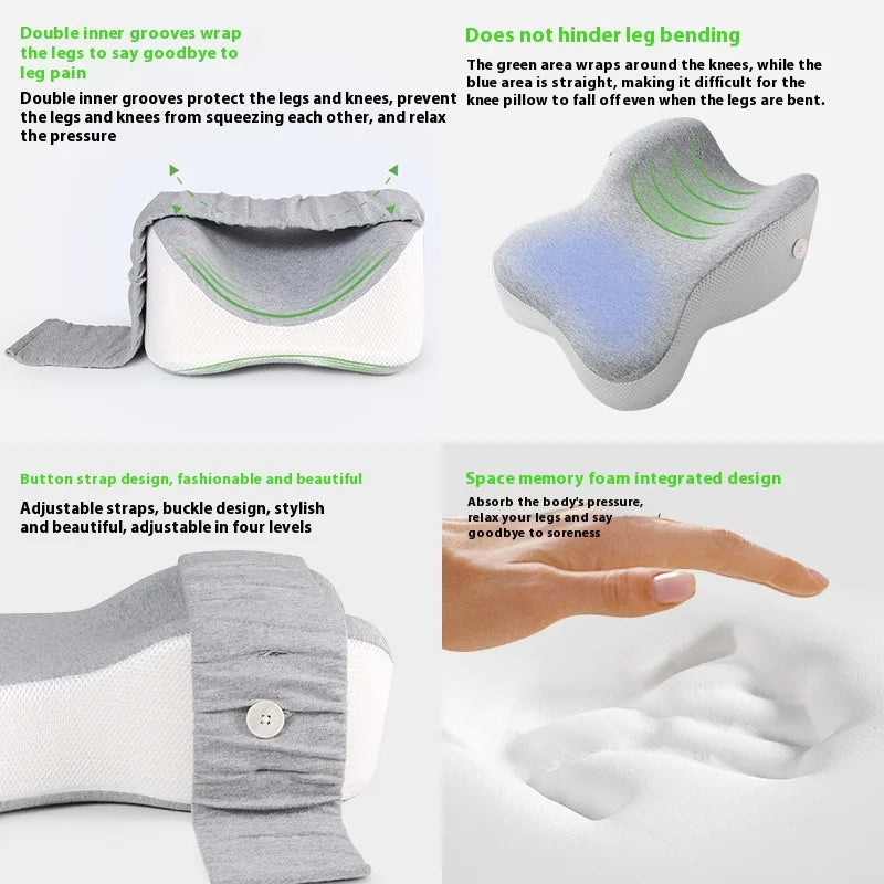 Orthopedic Memory Foam Leg Pillow with Adjustable Strap Grey