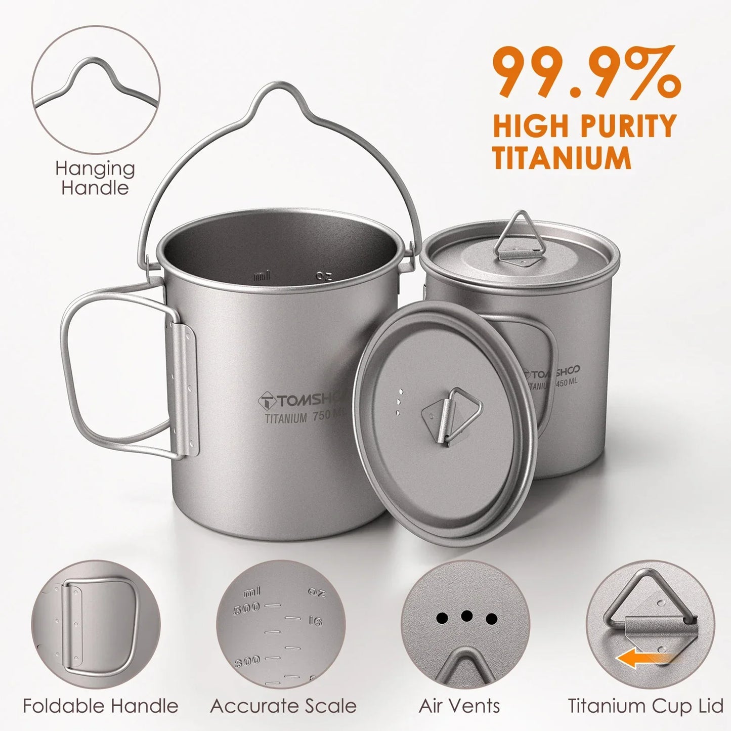 Ultralight Titanium Cookware Set 3PCS Grey