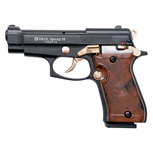 Special 99 V85 Blank Firing Gun Replica Black With Gold Fittings