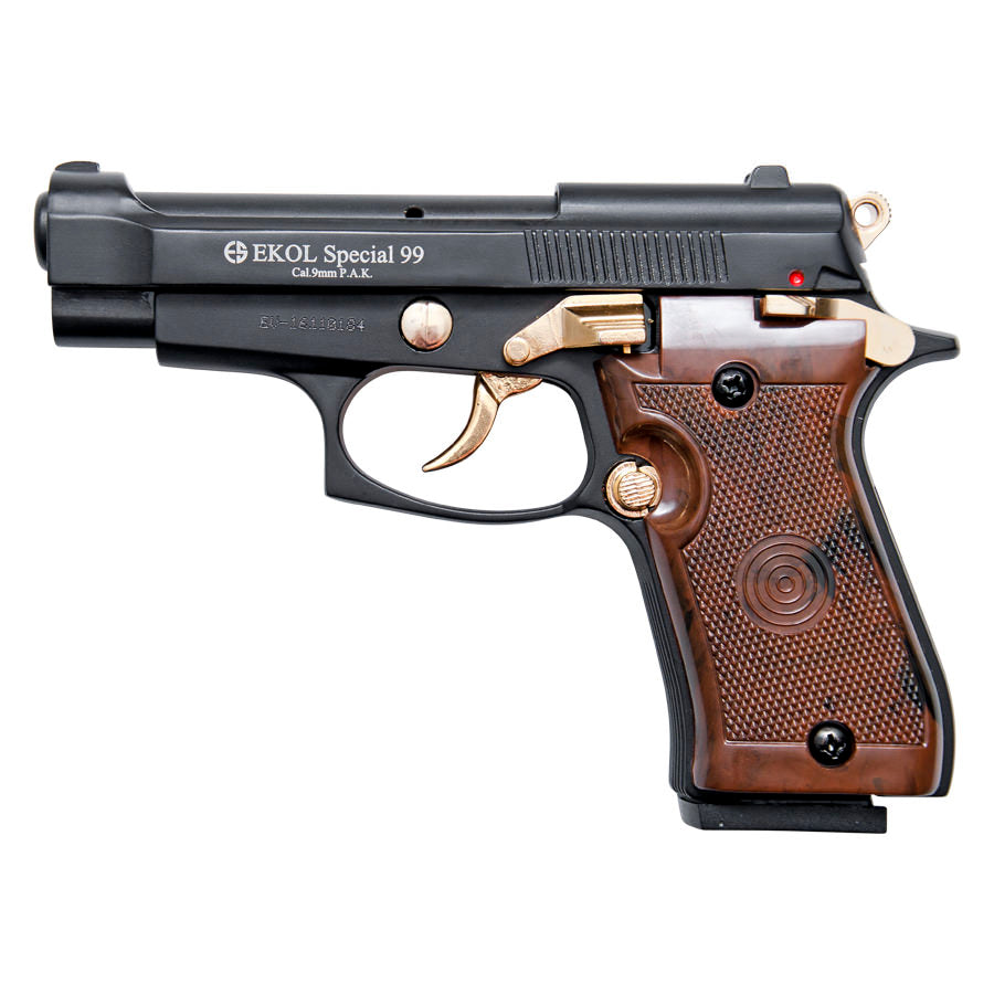 Special 99 V85 Blank Firing Gun Replica Black With Gold Fittings - TOPHATTER'S ARMORY DEALS