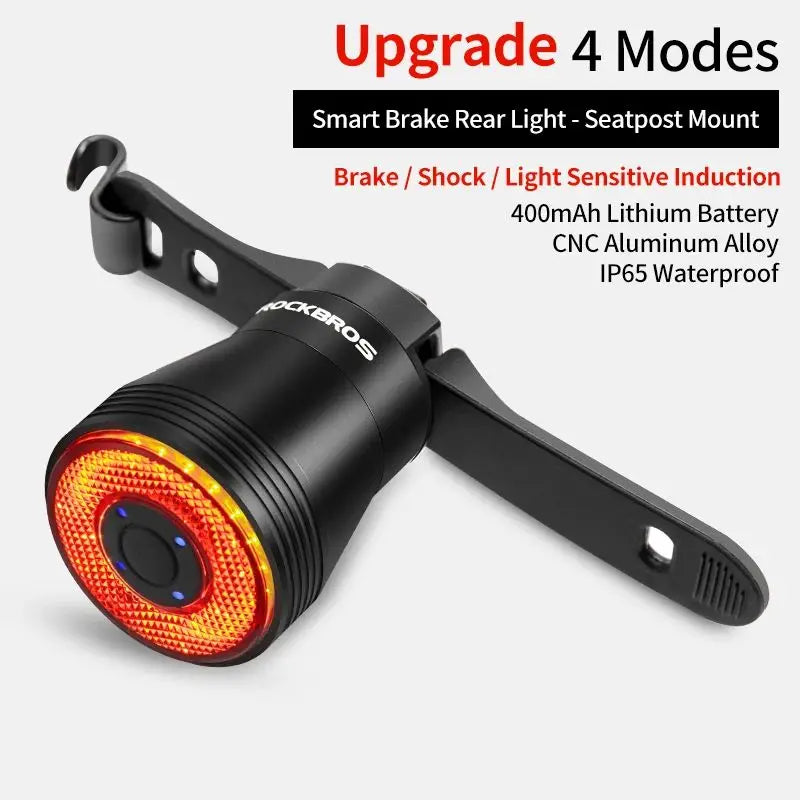 Smart LED Bike Taillight with Auto Brake Sensing and IPx6 Waterproof
