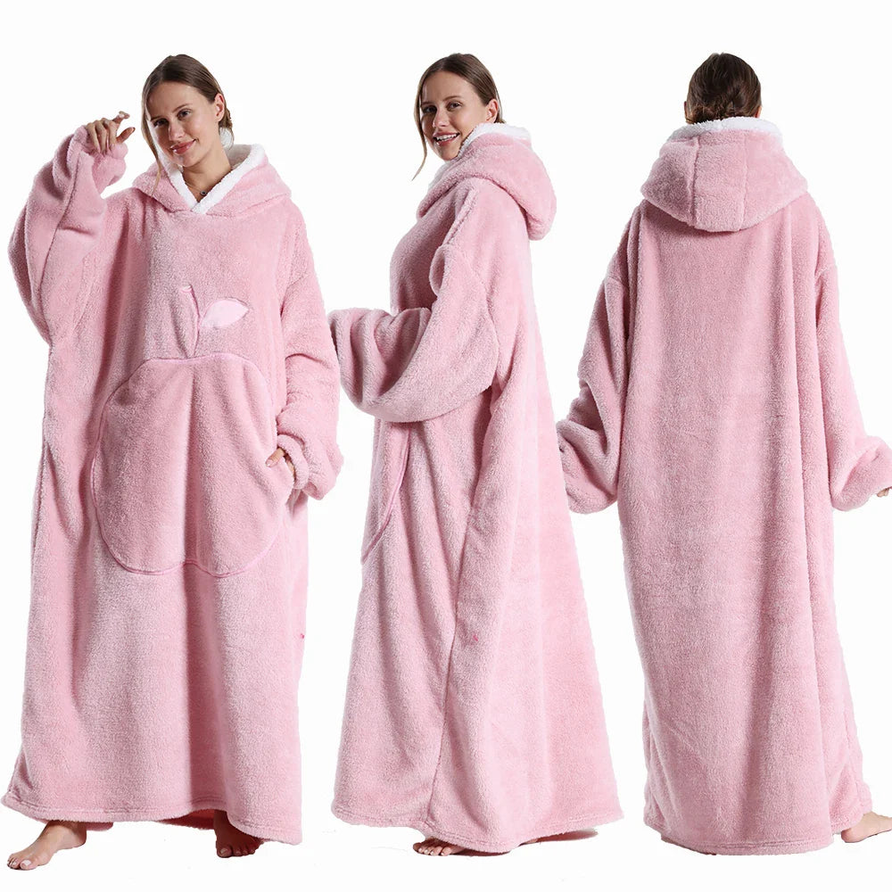 Oversized Hooded Fleece Blanket for Adults