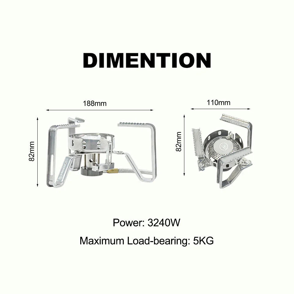 3240W Windproof Split Gas Burner Silver