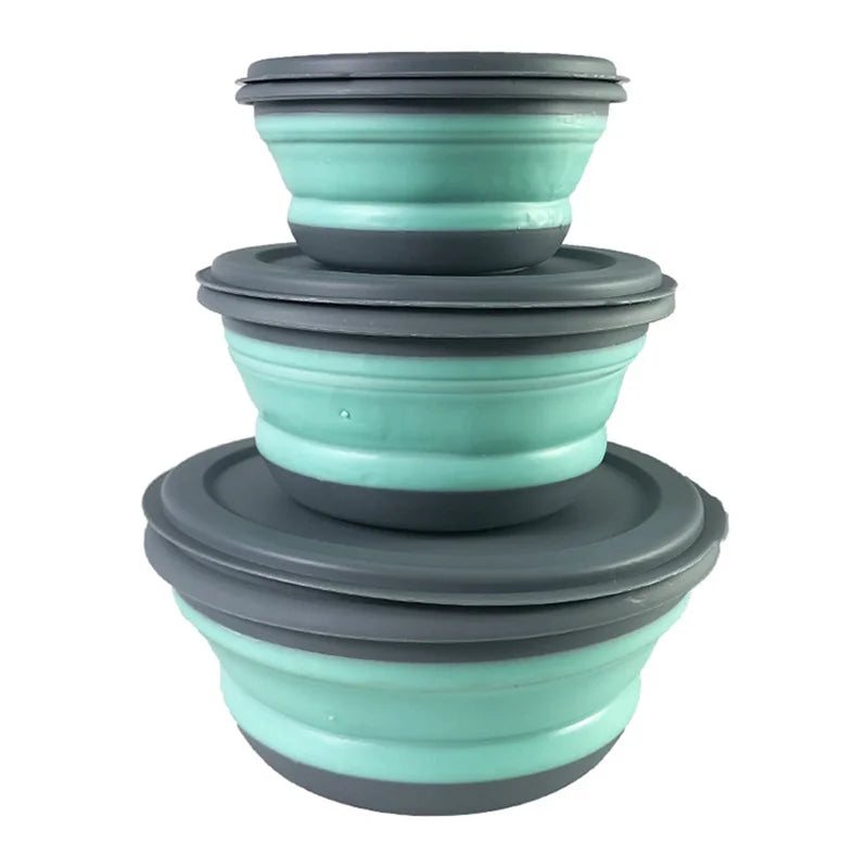 3Pcs/Set Bowl Sets Silicone Folding Lunch Box