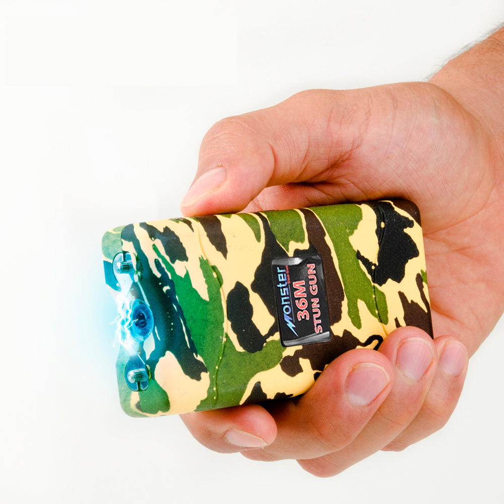 Camo Monster 36 Million Volt Rechargeable Stun Gun - LED Light - TOPHATTER'S ARMORY DEALS
