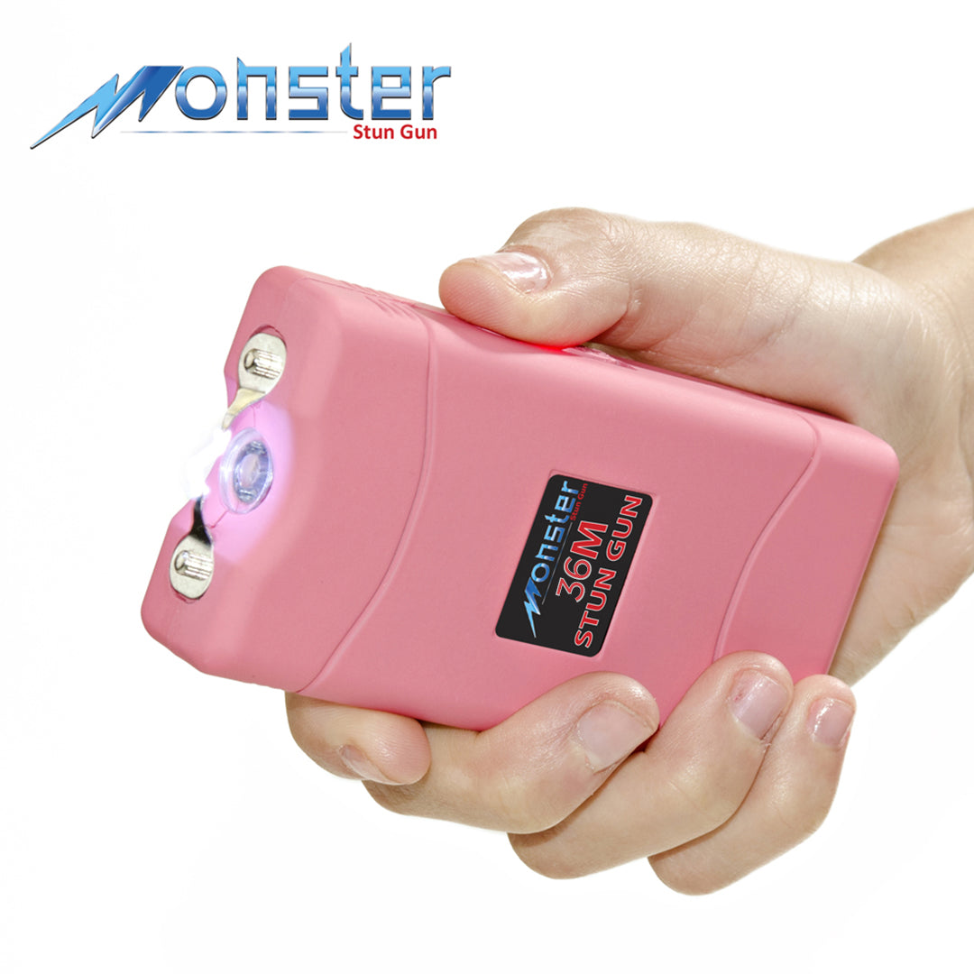 Pink Monster 36 Million Volt Rechargeable Stun Gun - LED Light