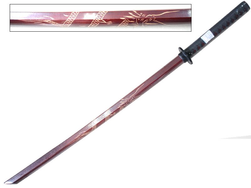 Training Martial Arts Practice Bokken Sword With Dragon Inscription