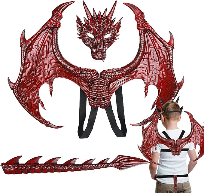 Dragon Wings, Tail and Mask Costume Dress Up Set - Full Cosplay Set - TOPHATTER'S ARMORY DEALS
