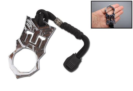 Self Defense One Finger Skull Knuckle With Paracord Silver Jabber Bottle Opener