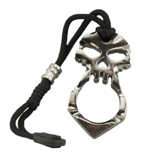Self Defense One Finger Skull Knuckle Keychain With Paracord Black Jabber