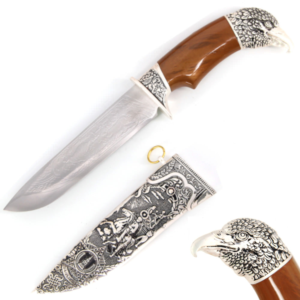 Royal Hunter Eagle Head Dagger Fixed Blade Hunting Knife With Scabbard