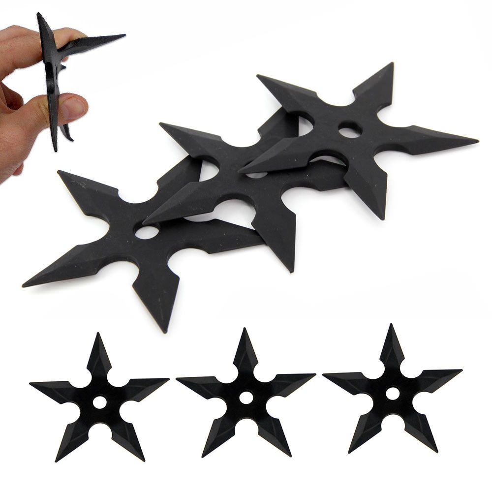 3 Pcs Rubber Training Five Point Ninja Shuriken Stars