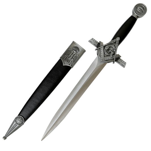 16.5" Masonic Free Mason Medieval Fixed Blade Short Sword Knife Dagger