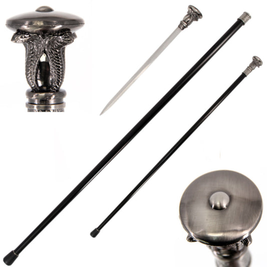 36.5" Serpent Cobra Steel Walking Stick Gentleman's Cane Sword