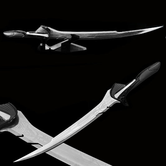 Angel Stainless Steel Replica 1/1 Damascus Etched Sword With Stand