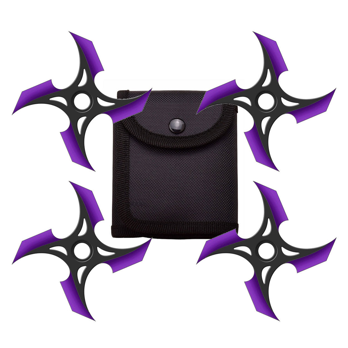 4 Pc Set Black and Purple Finish Four Point Throwing Ninja Stars Shuriken - TOPHATTER'S ARMORY DEALS