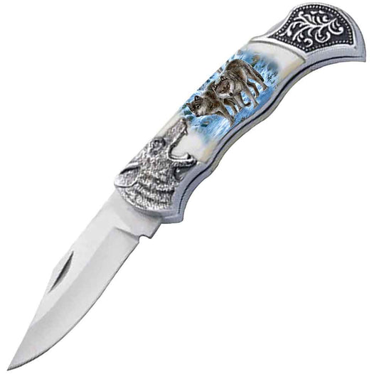 7.25" Wolf Bolster Handle Lockback Folding Pocket Knife in a Gift Box Style-10