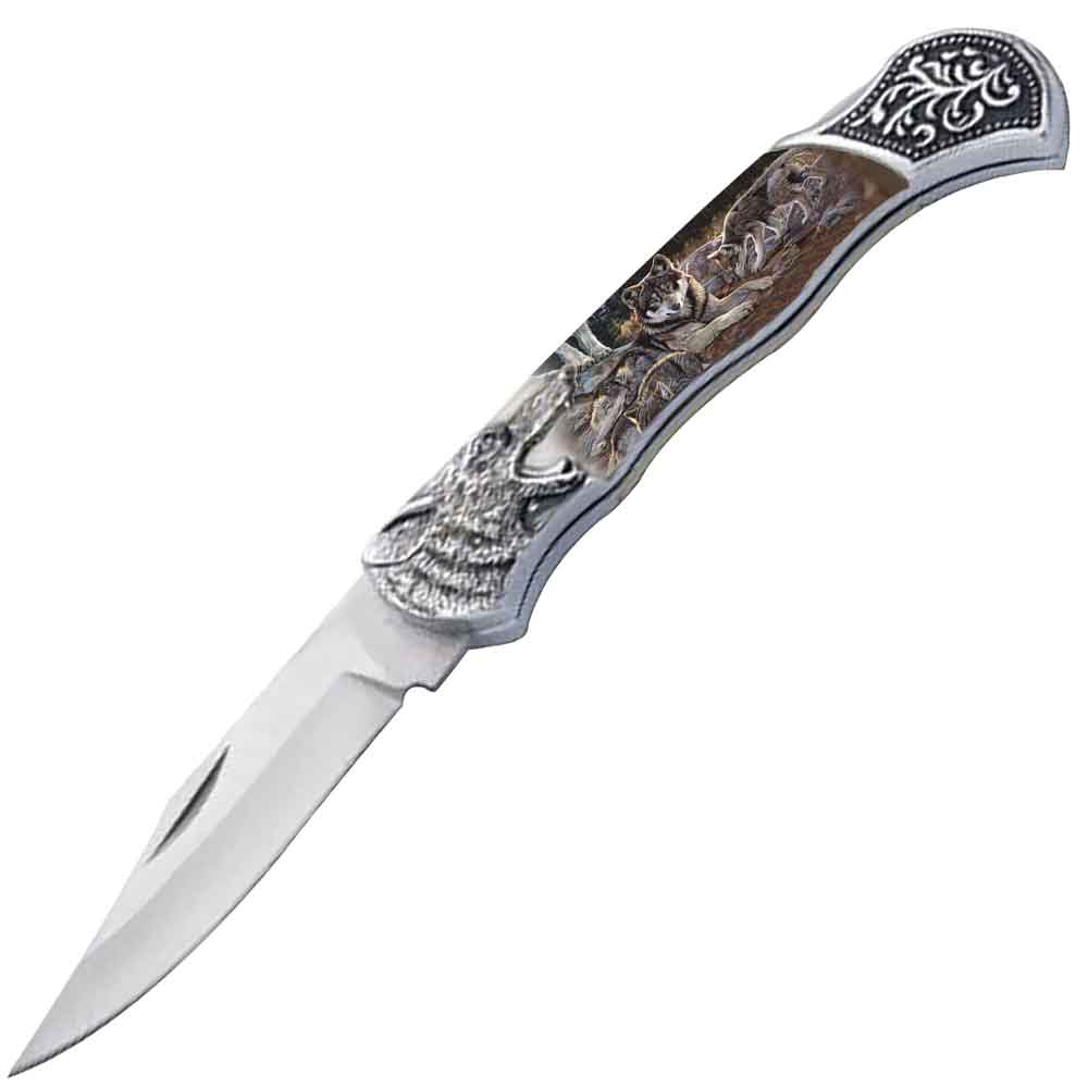 7.25" Wolf Bolster Handle Lockback Folding Pocket Knife in a Gift Box Style-11 - TOPHATTER'S ARMORY DEALS