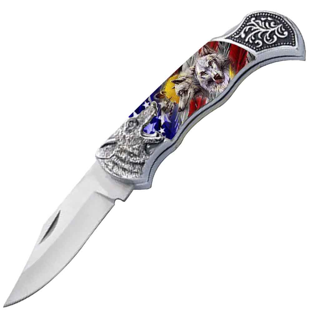 7.25" Wolf Bolster Handle Lockback Folding Pocket Knife in a Gift Box Style-19 - TOPHATTER'S ARMORY DEALS