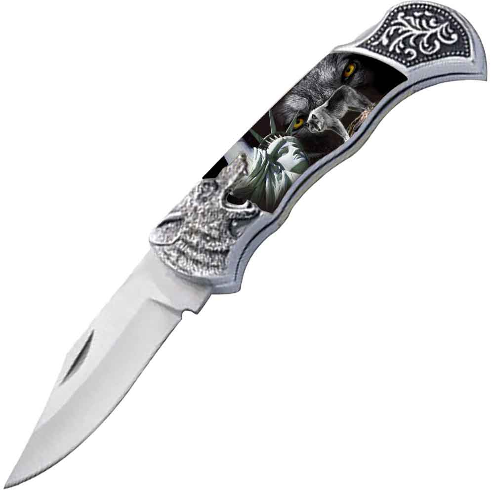 7.25" Wolf Bolster Handle Lockback Folding Pocket Knife in a Gift Box Style-20