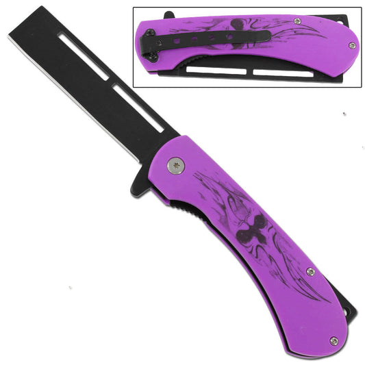 Wicked Wraith Face Demon Spring Assist Pocket Razor Blade Knife