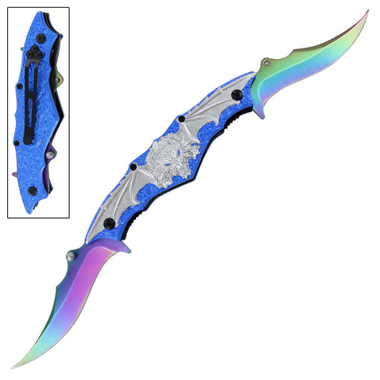 Dragon Spring Assisted Dual Blade Folding Pocket Knife Tactical