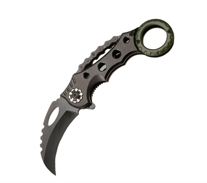 Green Karambit Spring Assist Folding Knife Tactical Rescue Knives - TOPHATTER'S ARMORY DEALS