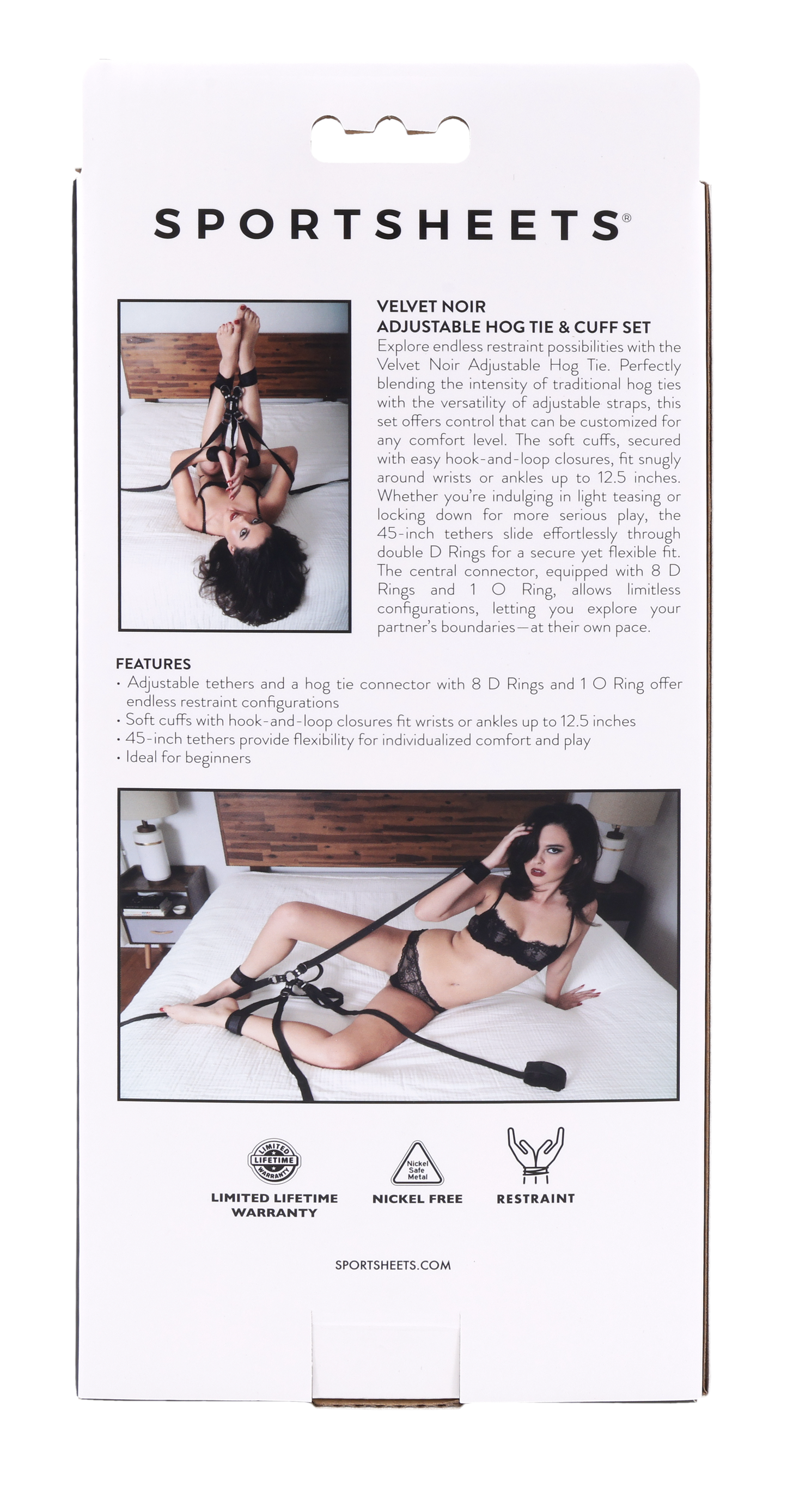 Velvet Noir Adjustable Hog Tie & Cuff Set