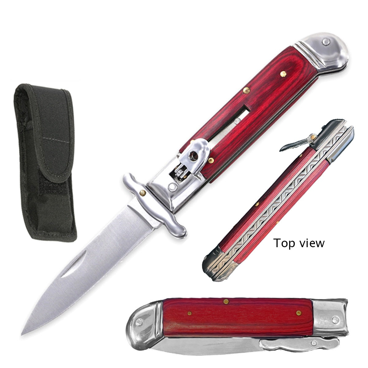 Pakkawood Handle Automatic Lever Lock Stiletto Knife - TOPHATTER'S ARMORY DEALS