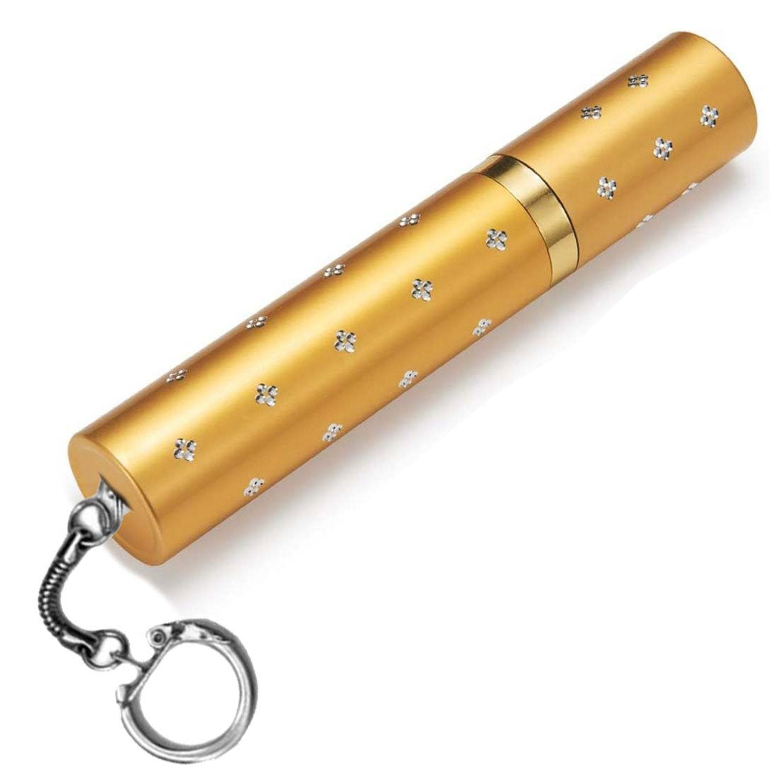 Golden Rechargeable Lipstick Self Defense Flashlight Stun Gun w/ Key Ring