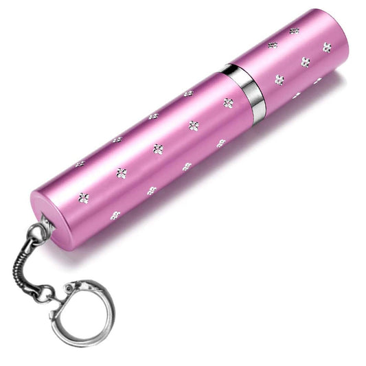 Pink Rechargeable Lipstick Self Defense Flashlight Stun Gun w/ Key Ring