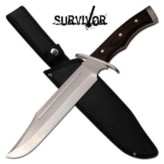Survivor 10" Blade Brown Wood Handle Full Tang Bowie Knife