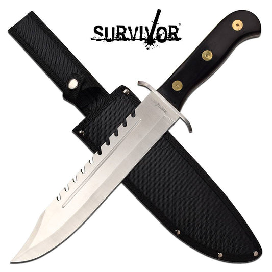 Survival Knife 16 Inch Big Bad Bowie Knife Black Pakkawood Handle