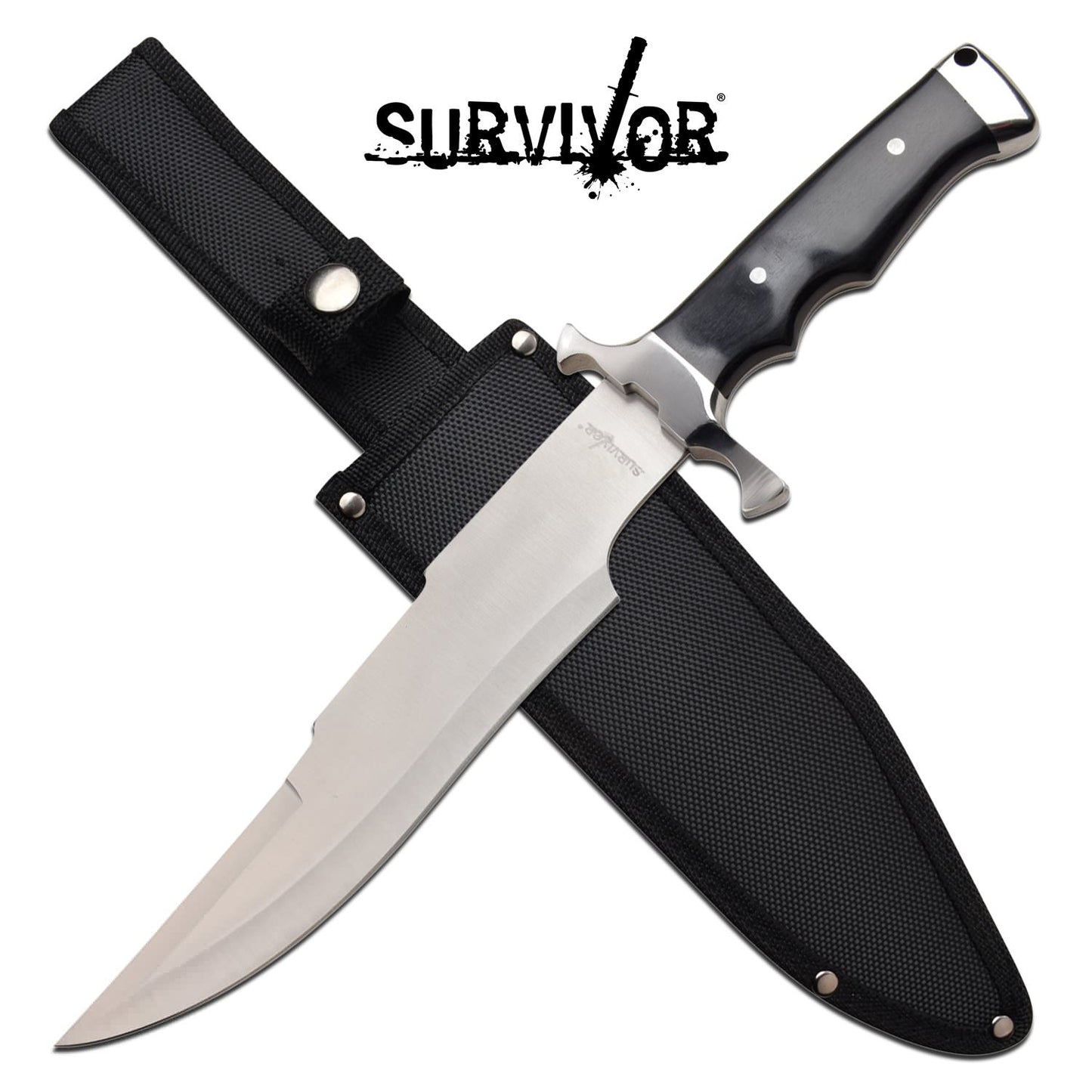 Survival Bowie Knife 14.5 Inch Fixed Blade Knife Black Pakkawood