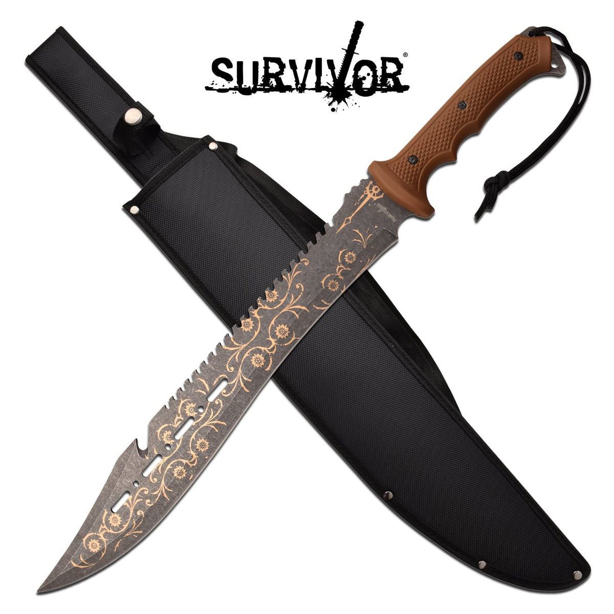 Survivor Machete 25 inch Fixed Blade Knife Brown Handle - TOPHATTER'S ARMORY DEALS
