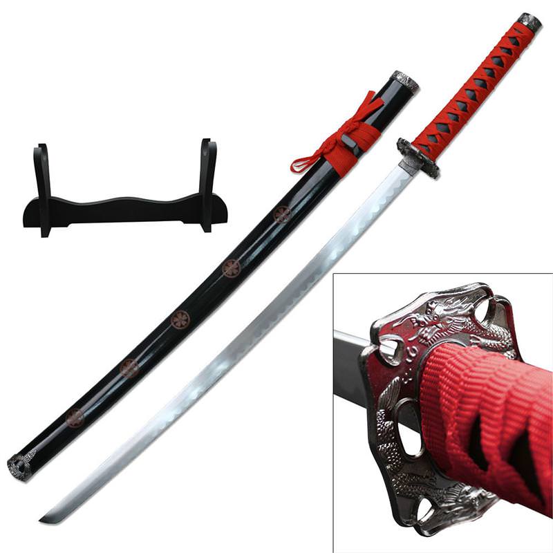 Dragon Sakura Samurai Sword With Stand 4MM Thick Carbon Steel Blade - TOPHATTER'S ARMORY DEALS