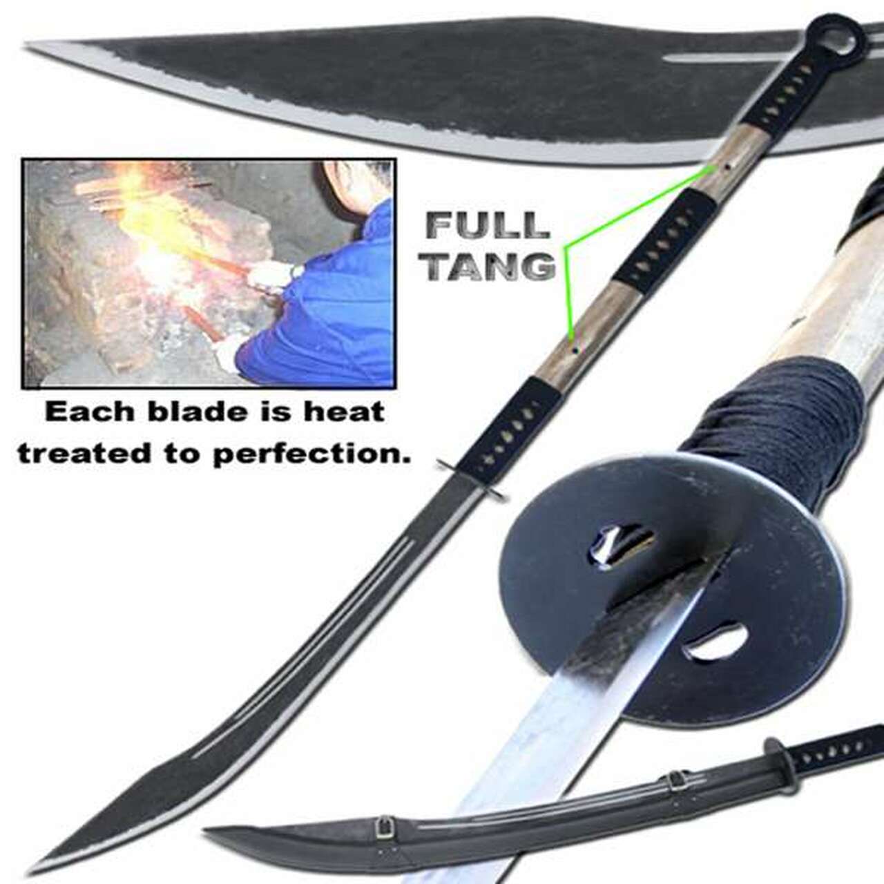 Hand Forged Japanese Replica Ashigaru Naginata Polearm Sword