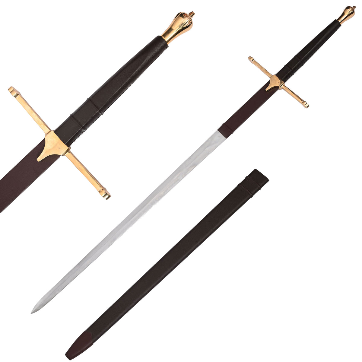 Sir William Wallace Sword Brass - Claymore Medieval Sword With Scabbard - TOPHATTER'S ARMORY DEALS
