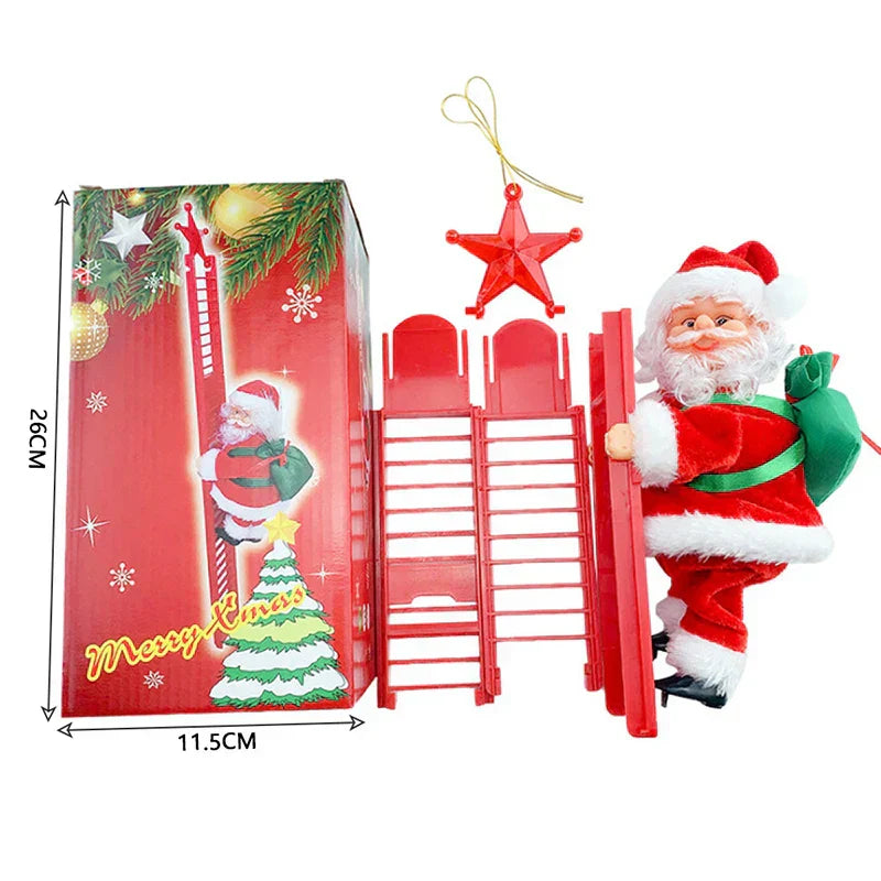 Electric Climbing Santa Claus Christmas Ornament - Festive Red Ladder