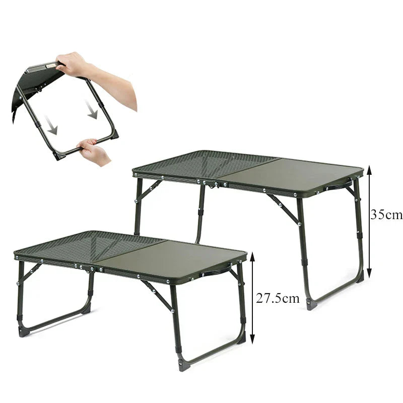 Adjustable Camping Table with Dual Surface Panels Green
