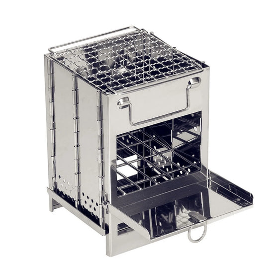 Foldable Stainless Steel Wood Stove Silver