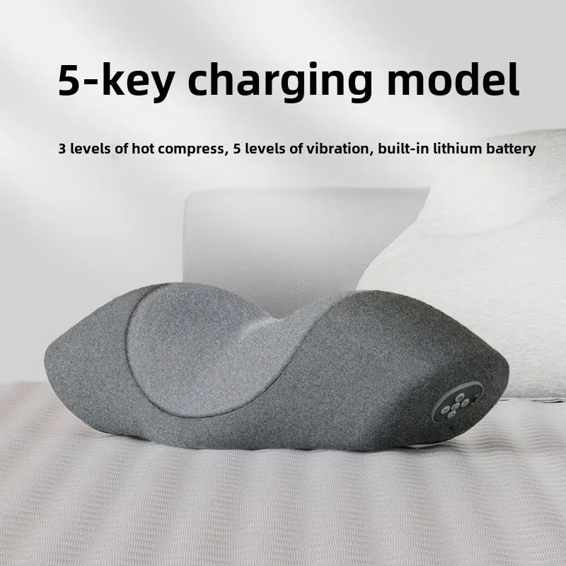 Wireless Cervical Massage Pillow Memory Foam Neck Support Grey