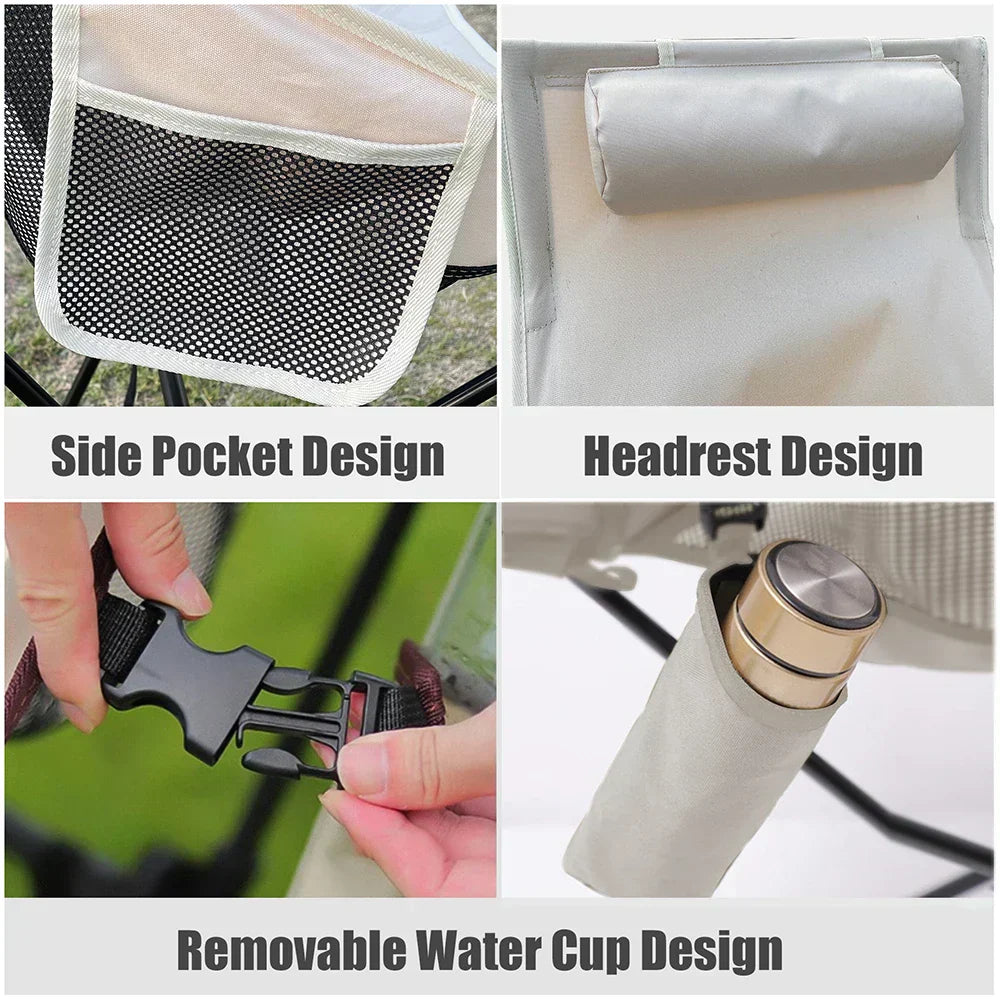 Portable Camping Chair - Lightweight Aluminum Alloy with Headrest