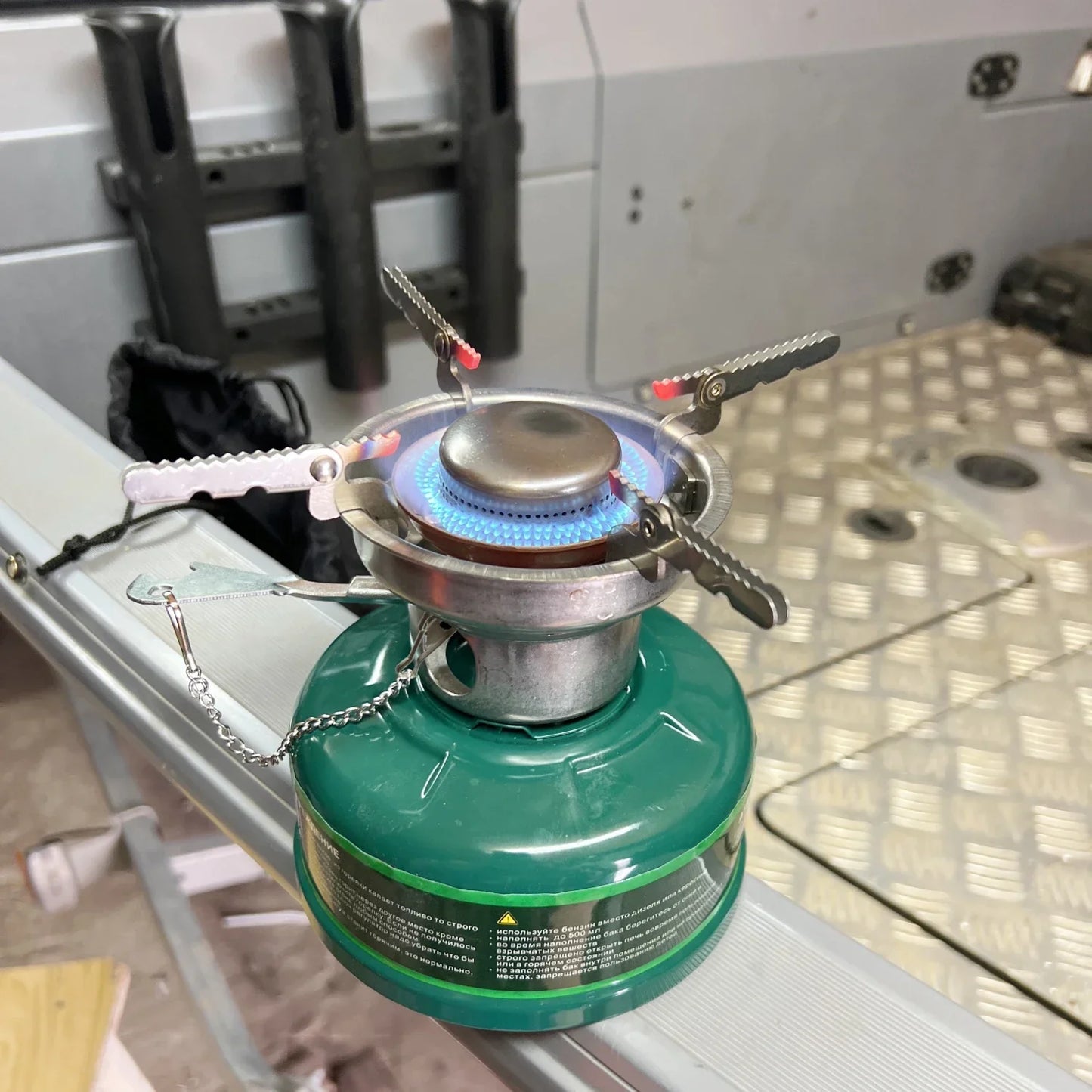 Camping Gasoline Oil Stove with Silencer Green