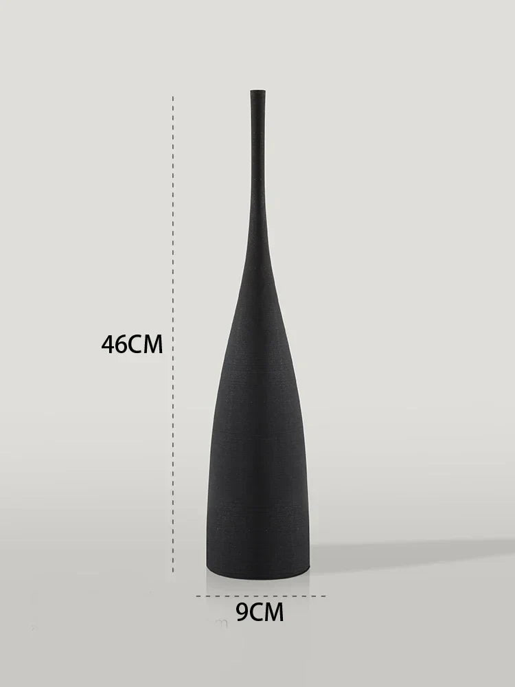Zen Harmony: Handmade Minimalist Ceramic Vase - Black, 46cm