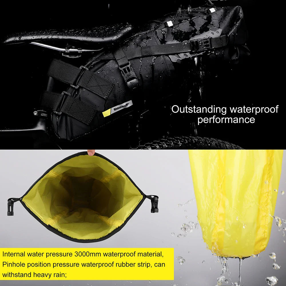 10L Waterproof Bike Saddle Bag Large Rear Pannier Black