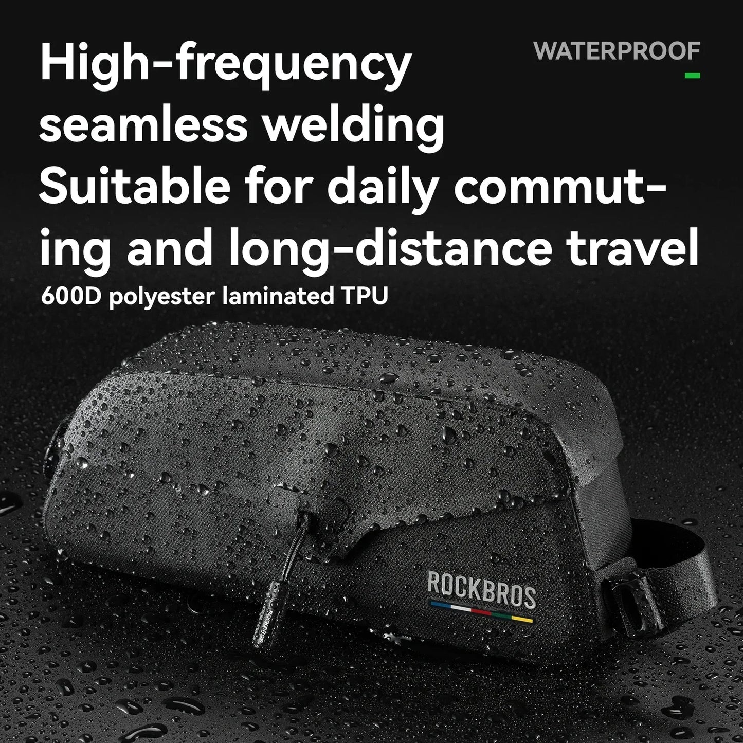 0.9L Magnetic Suction Bicycle Waterproof Nylon Pipe Tube Bag Black