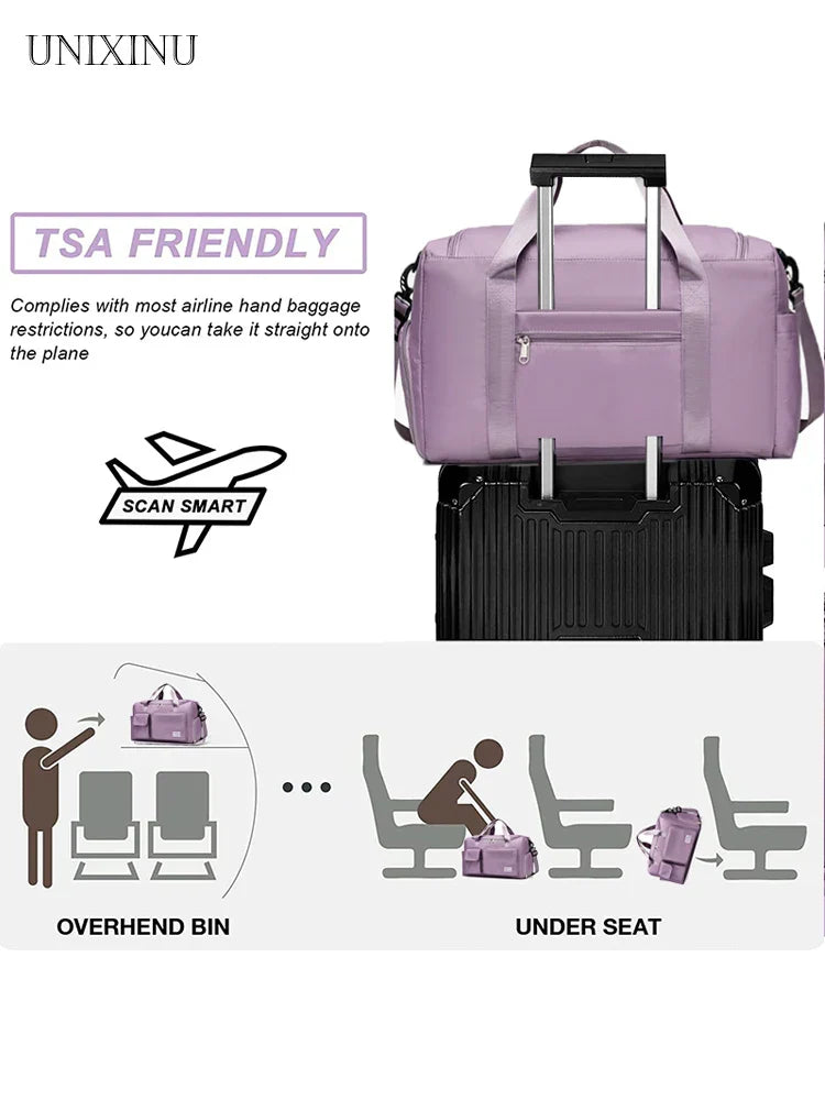 Womens Carry-On Travel Duffel Bag with Shoe Compartment